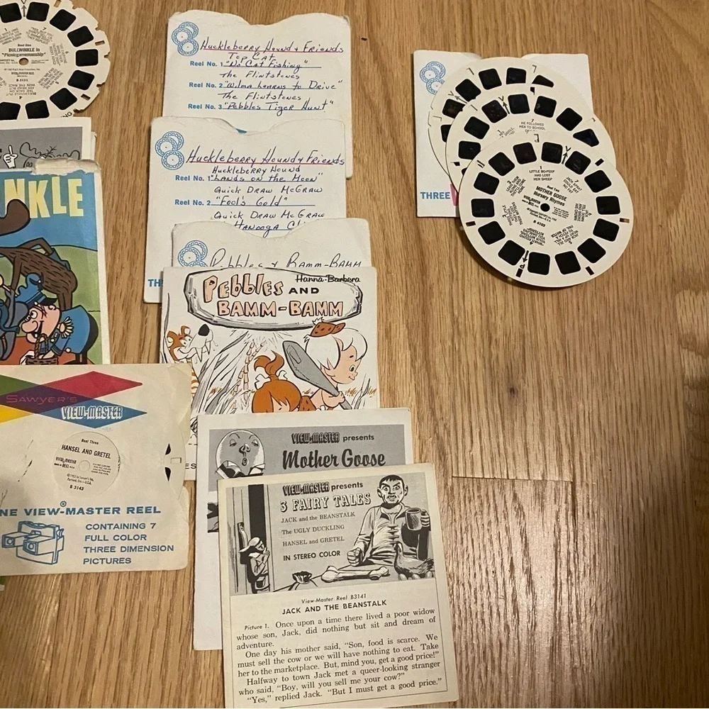 Vintage View Master & Reels Story Books Sleeping Beauty Bullwinkle Pebbles Bam